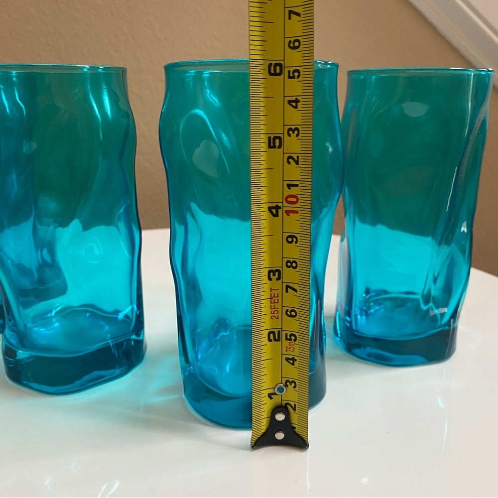 EUC 4 Peacock Blue Glass Drinking cups - Picture 5 of 7